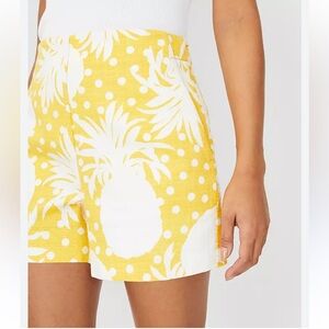 Ann Taylor,Luxury Weighted Cotton Yellow/ White, Pineapple Shorts,Perfect!Size 4